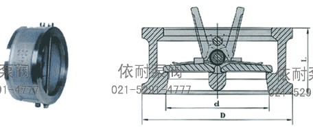 ENH76 系列对夹双瓣蝶形止回阀 外形尺寸图