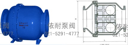 HQ45X双球微阻球形止回阀 外形尺寸图