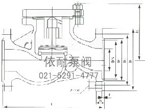 H41W铜升降式止回阀 外形尺寸图