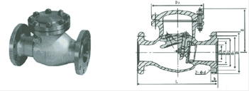 H44Y/H/W型PN2.5~10MPa旋启式止回阀 外形尺寸图