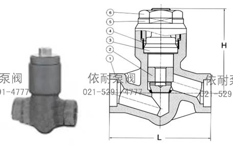 压力自紧封升降式止回阀 结构图