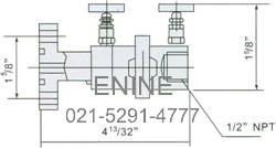 Structure of SS-M5F8-FL Flange 5-Valve Manifolds pic 2 