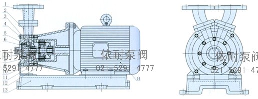 CWB型磁力驱动漩涡泵 外形尺寸图