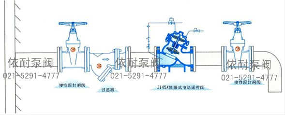 隔膜式电动遥控阀 典型安装示意图